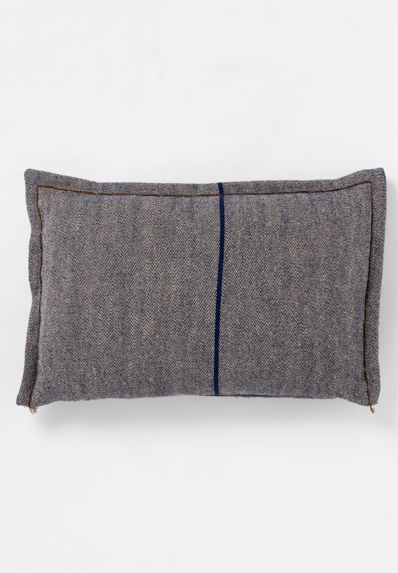 he House of Lyria Jute & Virgin Wool Regimental Striped Guerrino Pillowcase in Natural Navy & Brown