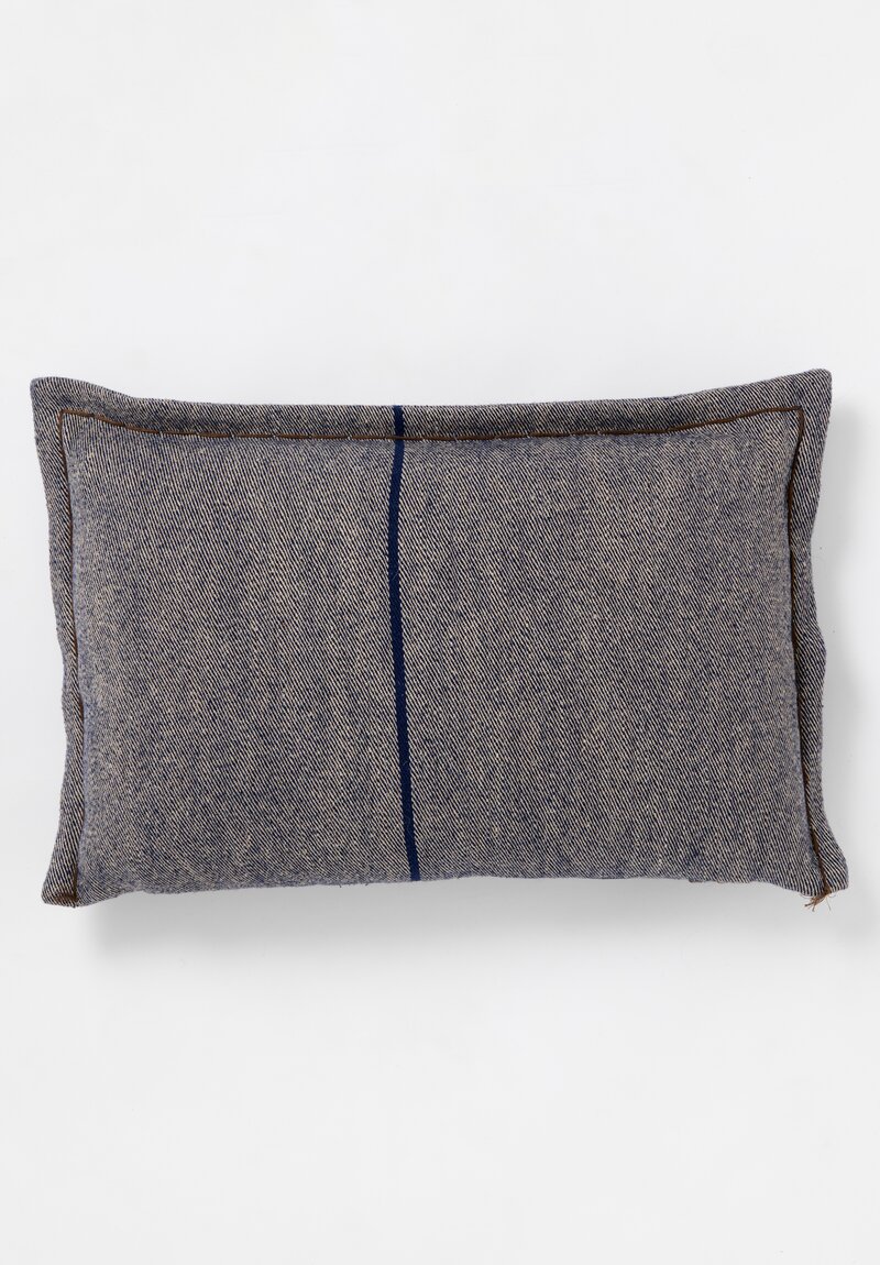 he House of Lyria Jute & Virgin Wool Regimental Striped Guerrino Pillowcase in Natural Navy & Brown