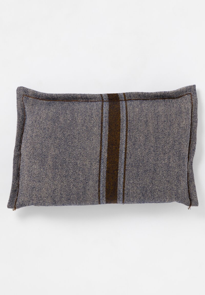 The House of Lyria Jute & Virgin Wool Striped Guelfo Pillowcase in Natural Navy & Brown