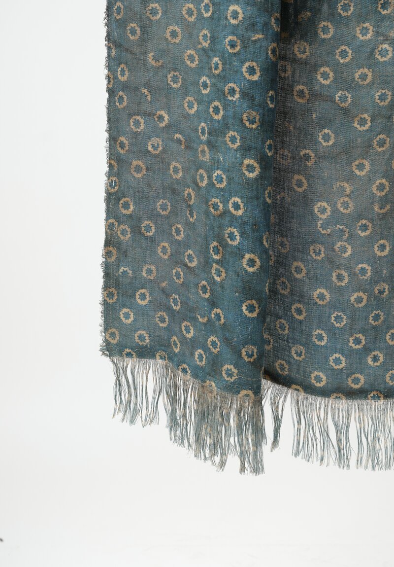 The House of Lyria Linen Starburst Tormento Tablecloth in Blue & Natural