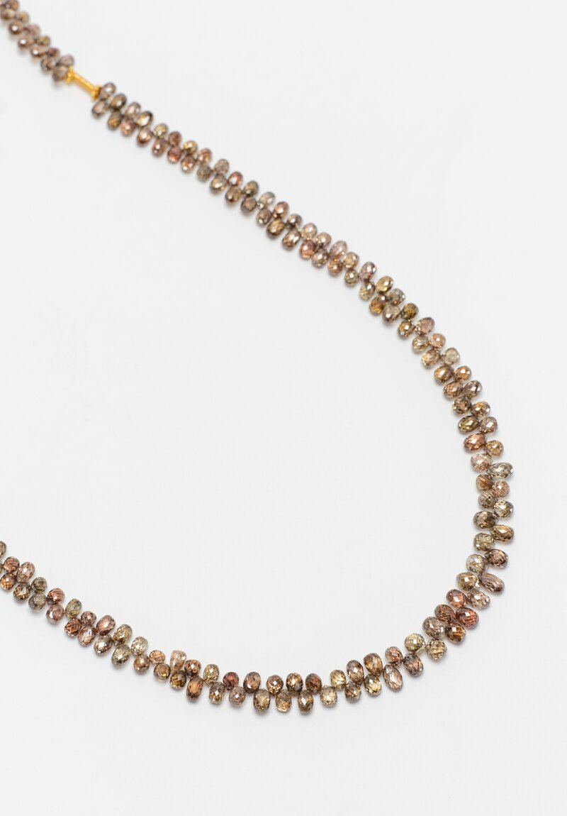 Greig Porter 18K Starburst Cylinders & 44.5cts Briolette Cut Champagne Diamond Necklace 16.5"