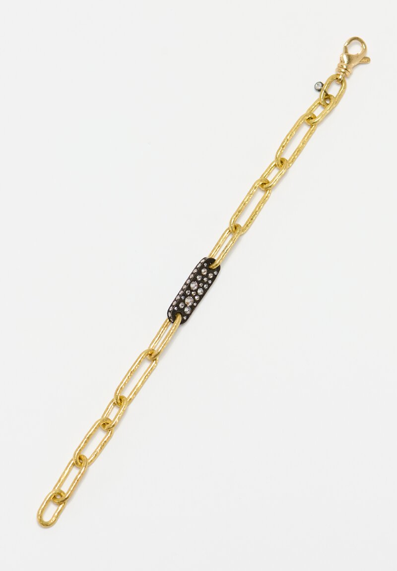 Tap by Todd Pownell 18k Oval Chain with 14k and Pave Set Diamond Bracelet