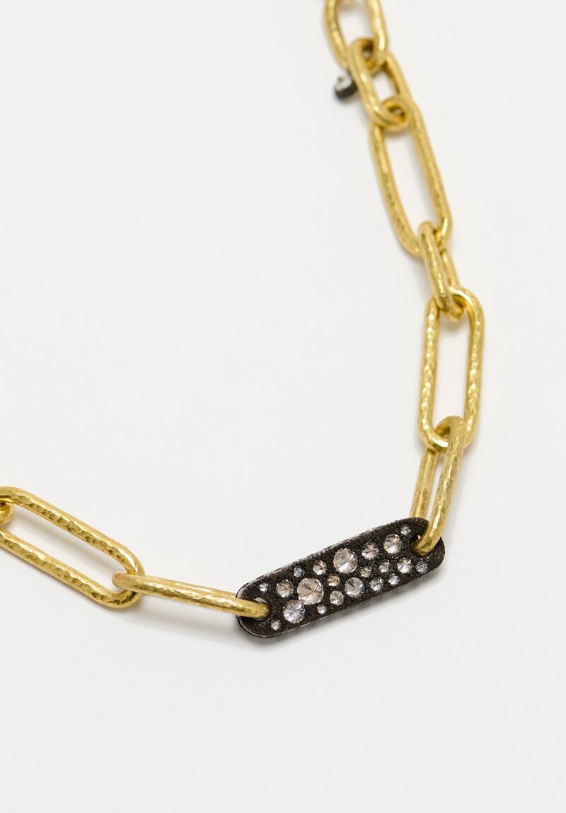 Tap by Todd Pownell 18k Oval Chain with 14k and Pave Set Diamond Bracelet