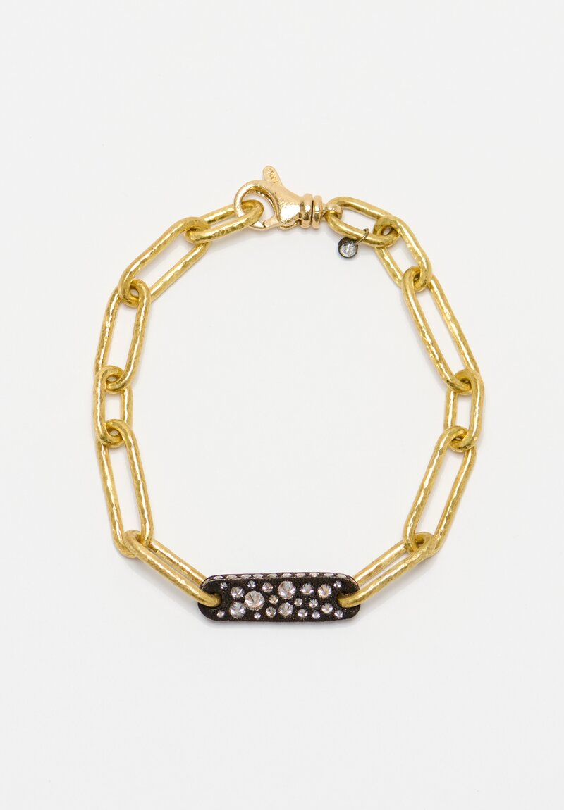 Tap by Todd Pownell 18k Oval Chain with 14k and Pave Set Diamond Bracelet