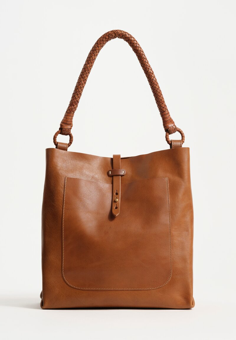 Massimo Palomba Calf Leather Calypso Selleria Tote in Dune Brown