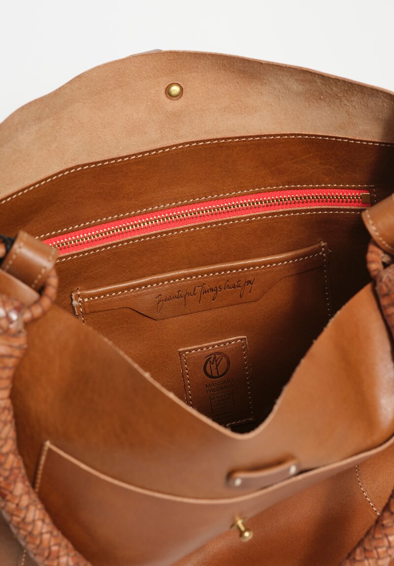 Massimo Palomba Calf Leather Calypso Selleria Tote in Dune Brown