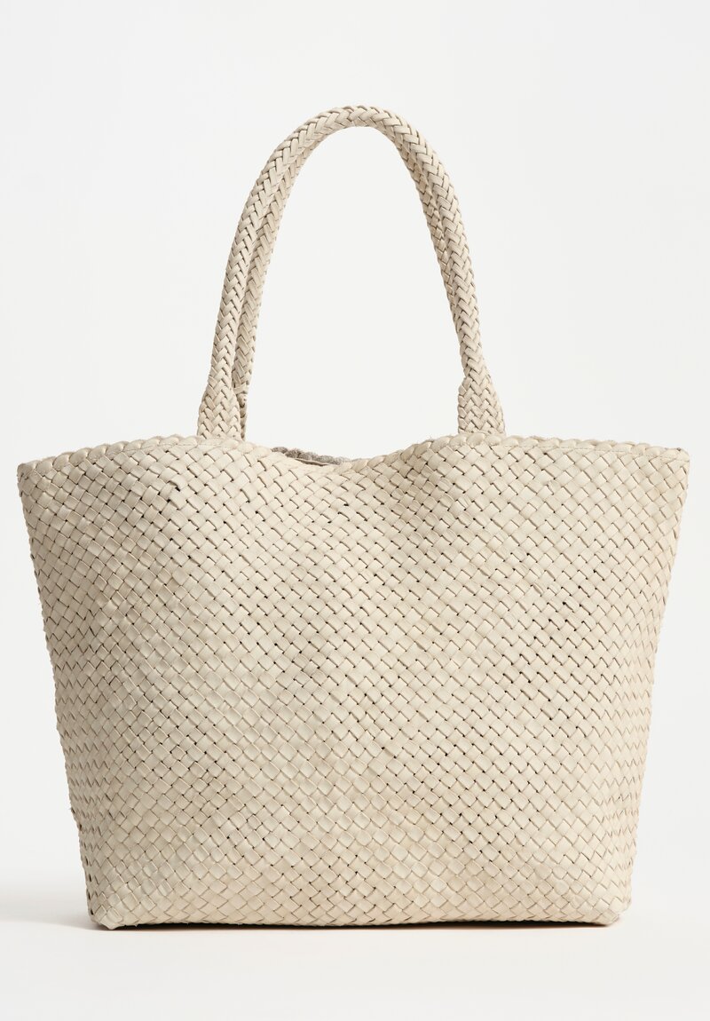 Massimo Palomba Calf Leather Coimbra Hand-Woven Tote in Panna Cotta Cream