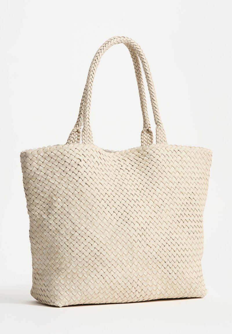 Massimo Palomba Calf Leather Coimbra Hand-Woven Tote in Panna Cotta Cream