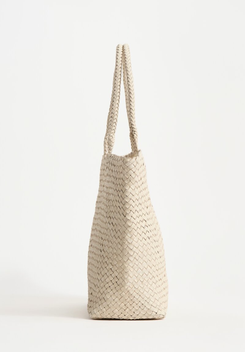 Massimo Palomba Calf Leather Coimbra Hand-Woven Tote in Panna Cotta Cream
