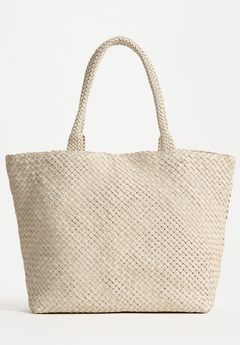 Massimo Palomba Calf Leather Coimbra Hand-Woven Tote in Panna Cotta Cream