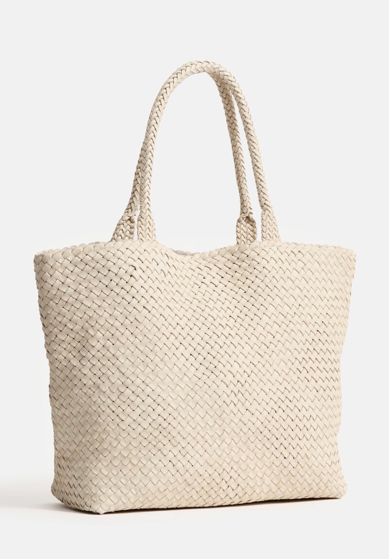 Massimo Palomba Calf Leather Coimbra Hand-Woven Tote in Panna Cotta Cream