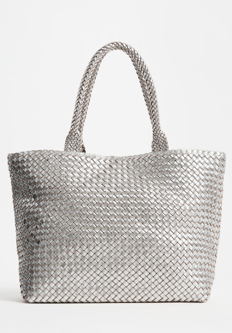 Massimo Palomba Calf Leather Coimbra Hand-Woven Tote in Silver