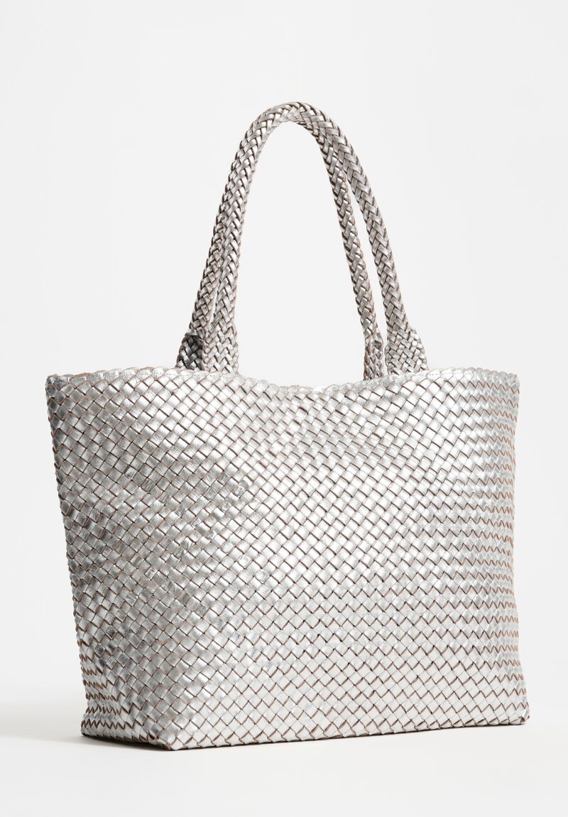 Massimo Palomba Calf Leather Coimbra Hand-Woven Tote in Silver