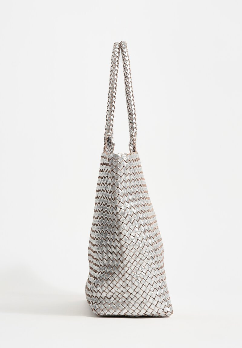Massimo Palomba Calf Leather Coimbra Hand-Woven Tote in Silver