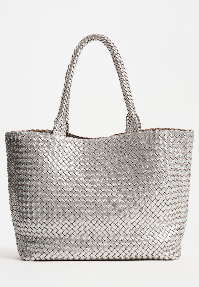 Massimo Palomba Calf Leather Coimbra Hand-Woven Tote in Silver