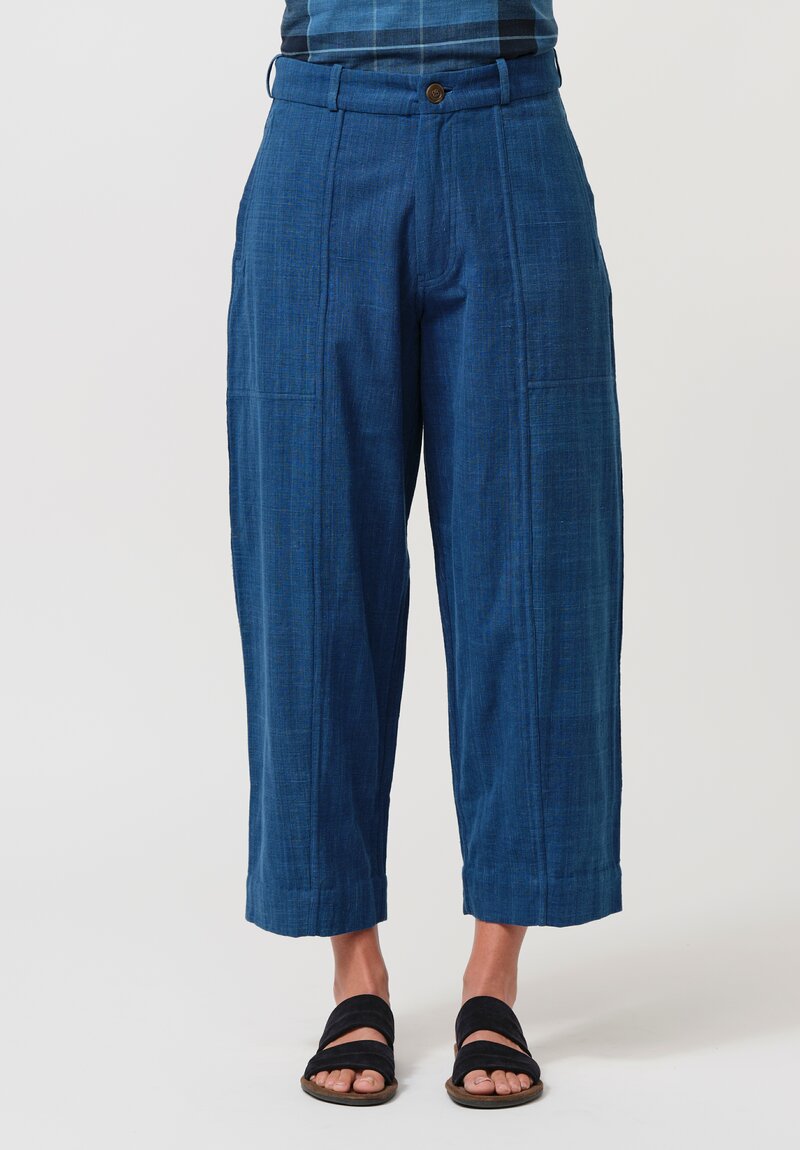 Maku Cotton Francois Princess Seam Pants in Indigo Blue