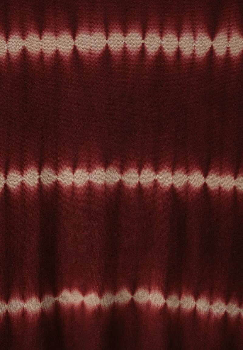 Suzusan Cashmere Knit Nuisuji Shibori Travel Shawl in Bordeaux Red & Sand