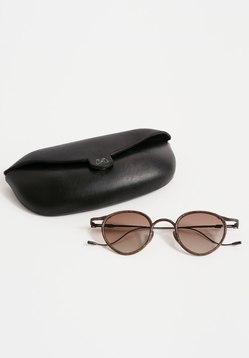 Ziggy Chen x Rigards Hammered Titanium Round Sunglasses Antique Bronze