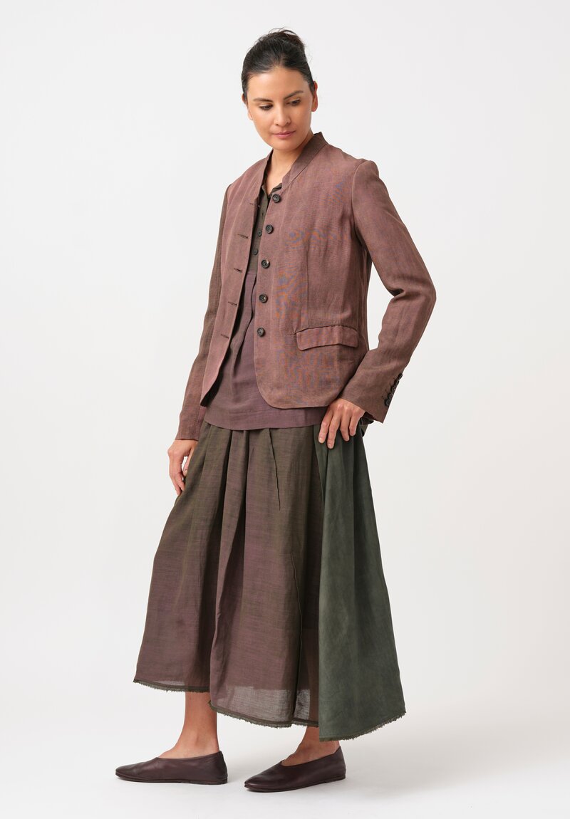 Ziggy Chen Linen Blend Stand Collar Blazer Jacket