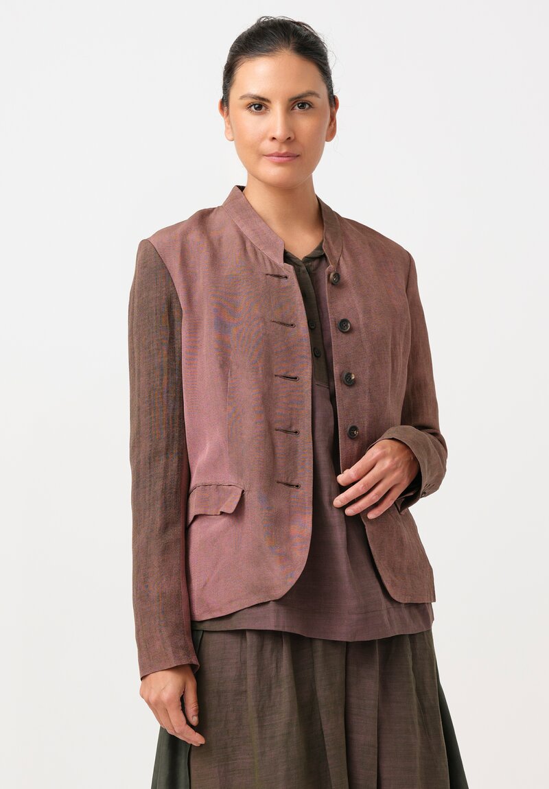 Ziggy Chen Linen Blend Stand Collar Blazer Jacket