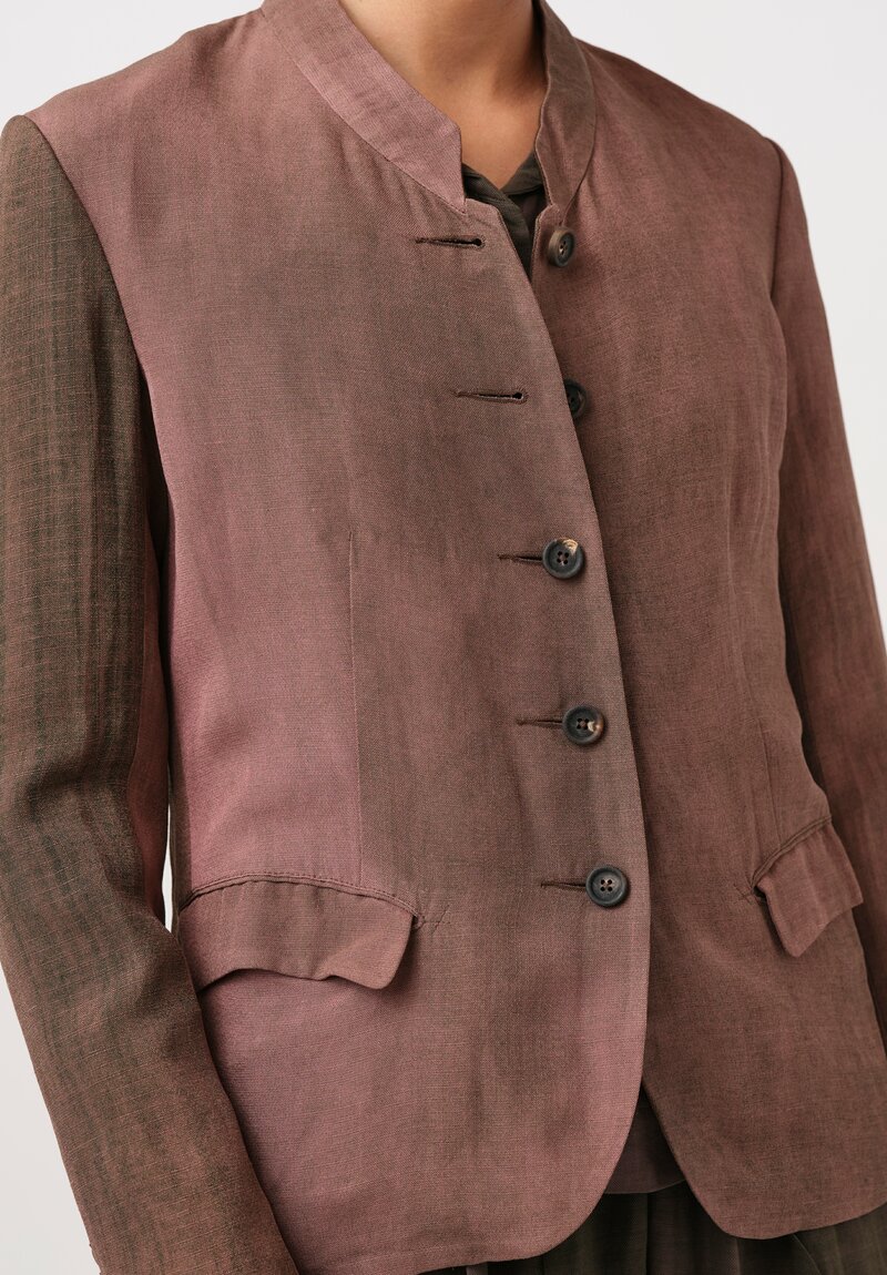 Ziggy Chen Linen Blend Stand Collar Blazer Jacket