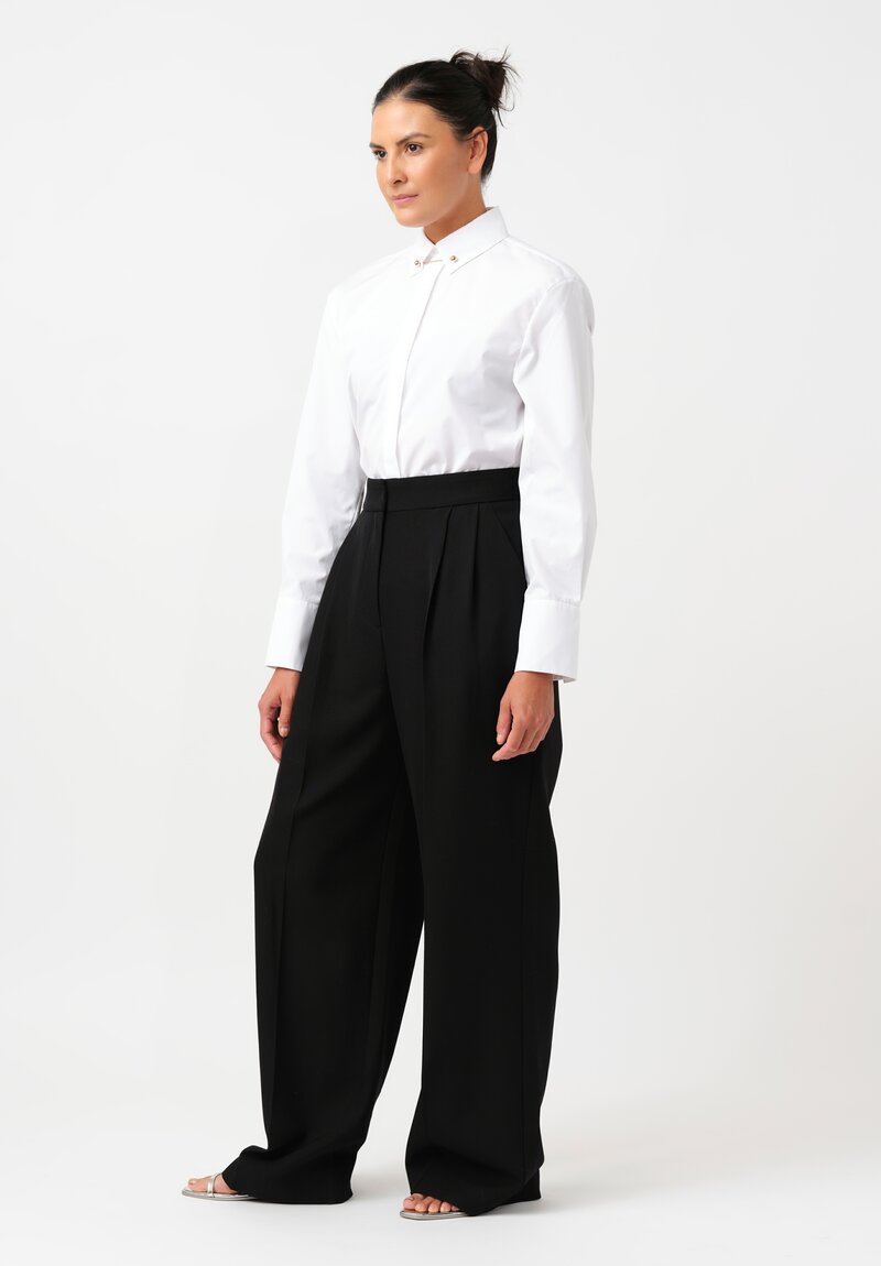 Erdem Cotton Poplin Barbell Pierced Collar Button Down Shirt