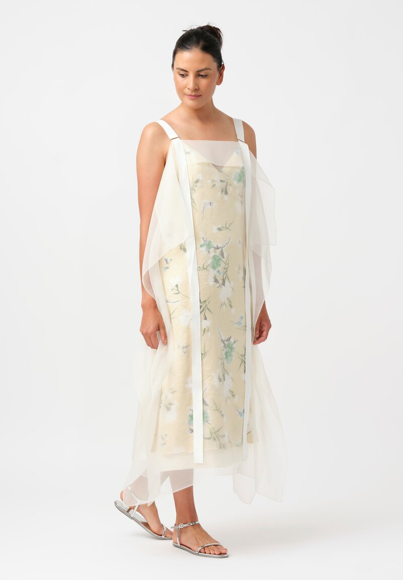 Erdem Satin Twill V-Neck Slip Cocktail Dress with Organza Overlay