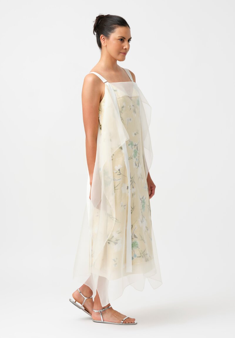 Erdem Satin Twill V-Neck Slip Cocktail Dress with Organza Overlay