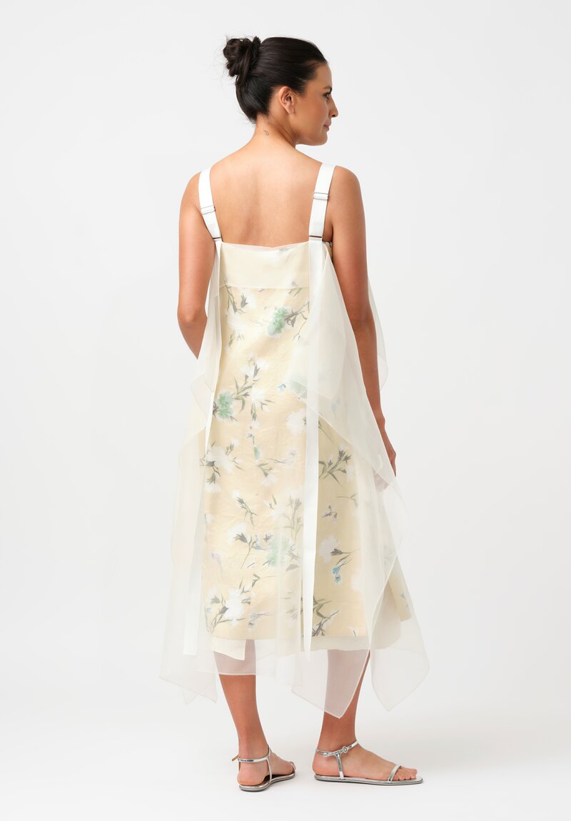 Erdem Satin Twill V-Neck Slip Cocktail Dress with Organza Overlay