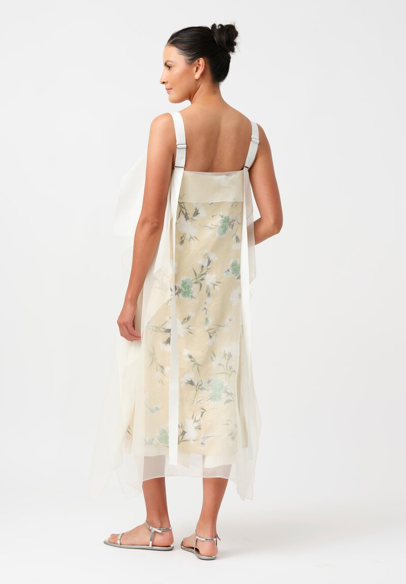 Erdem Satin Twill V-Neck Slip Cocktail Dress with Organza Overlay