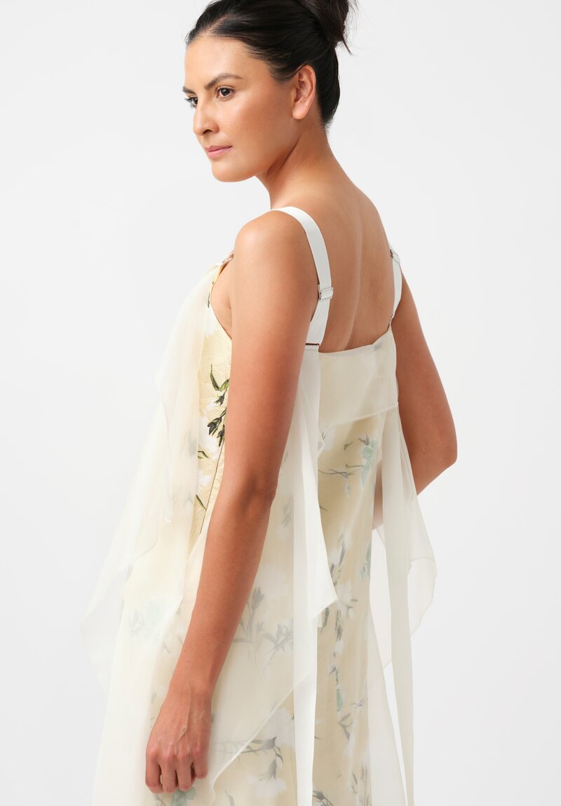 Erdem Satin Twill V-Neck Slip Cocktail Dress with Organza Overlay