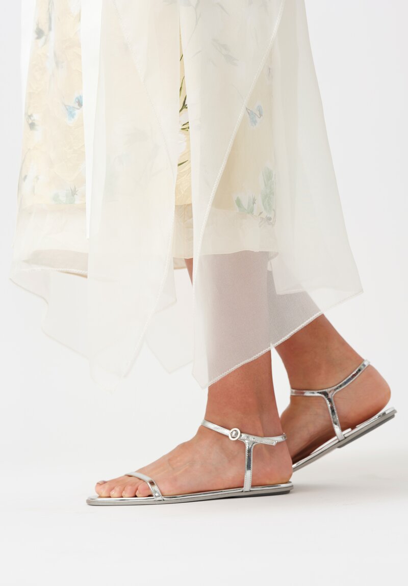 Erdem Satin Twill V-Neck Slip Cocktail Dress with Organza Overlay