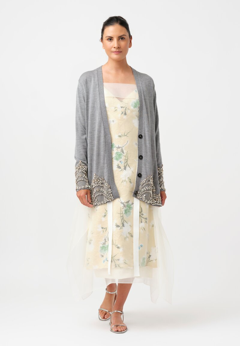 Erdem Satin Twill V-Neck Slip Cocktail Dress with Organza Overlay