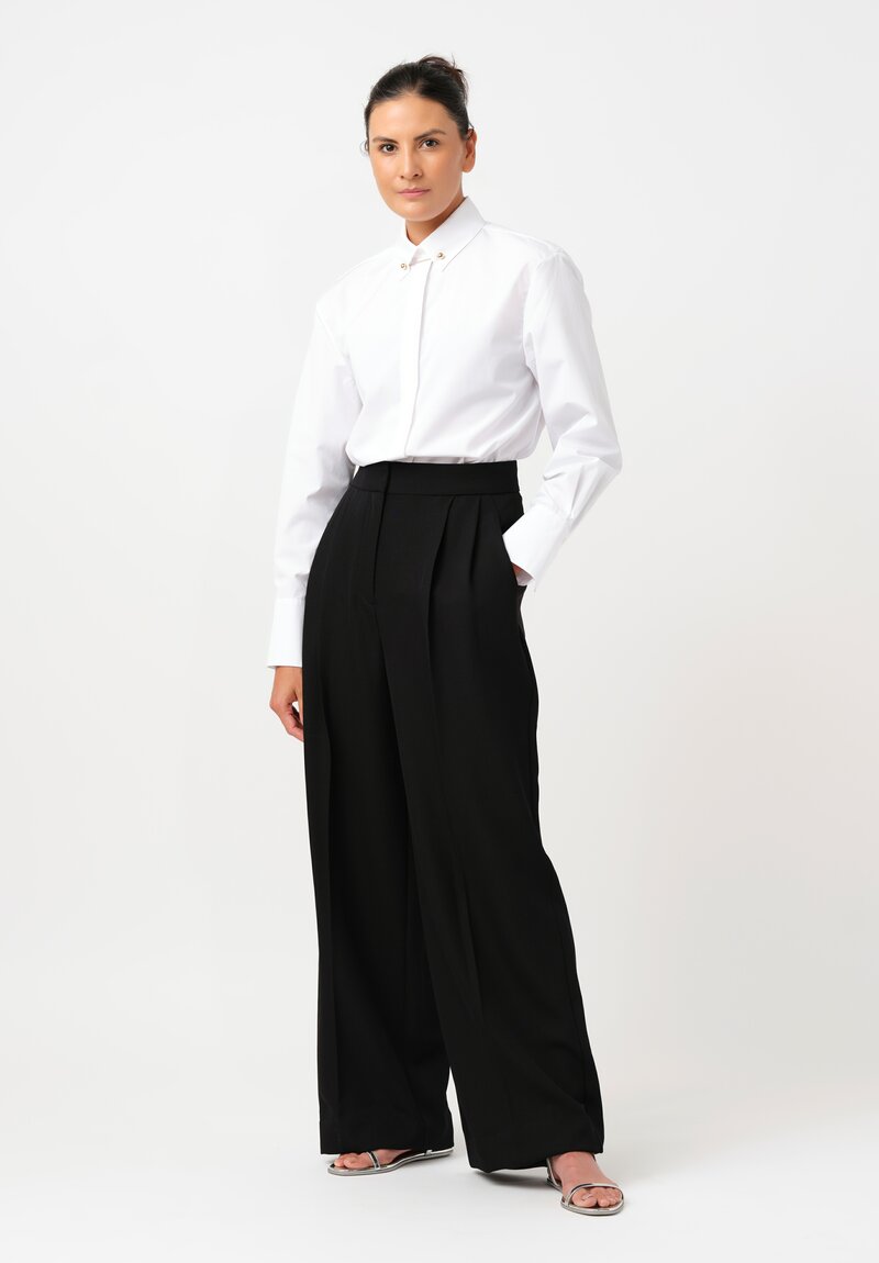 Erdem Virgin Wool Pleated Wide Leg Pants