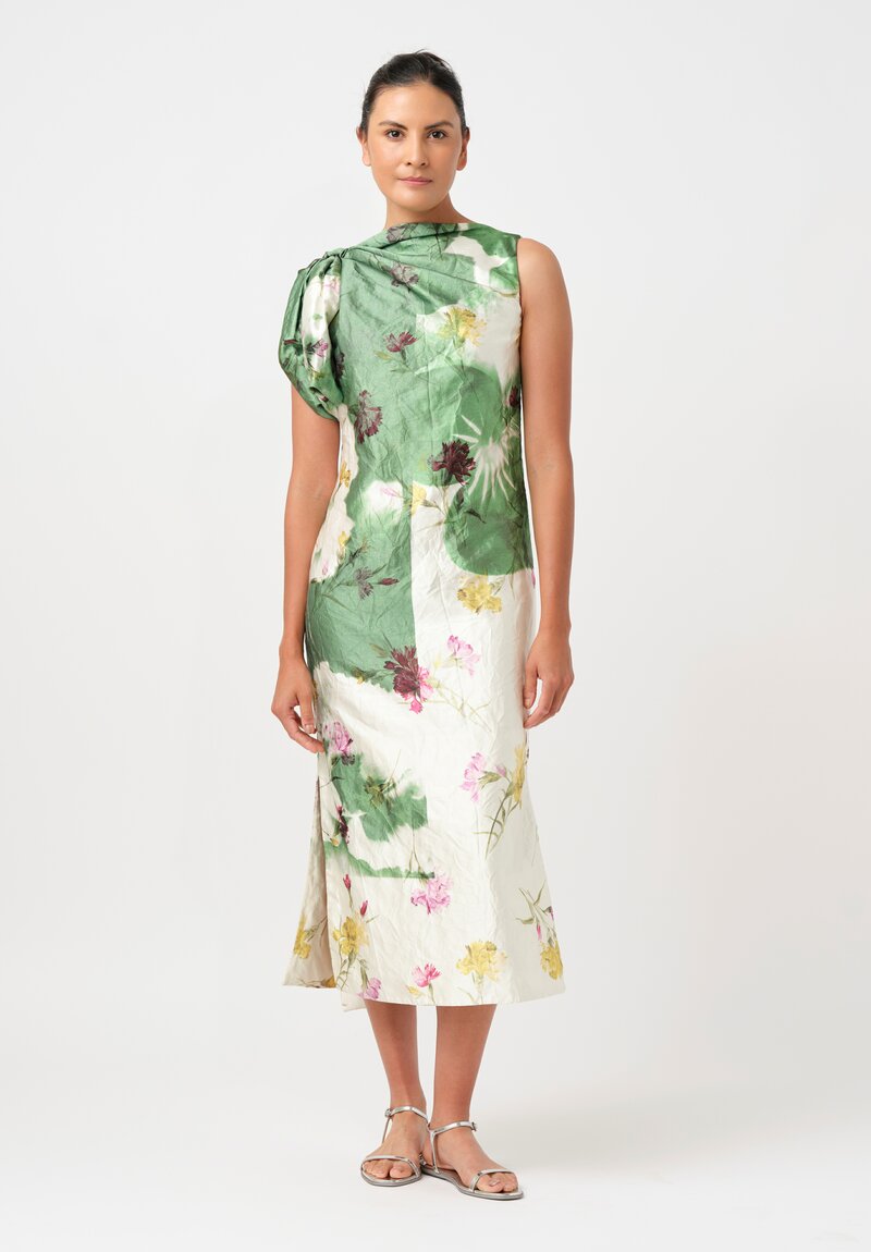 Erdem Textured Satin Floral Cocktail Dress with Bow Shawl
