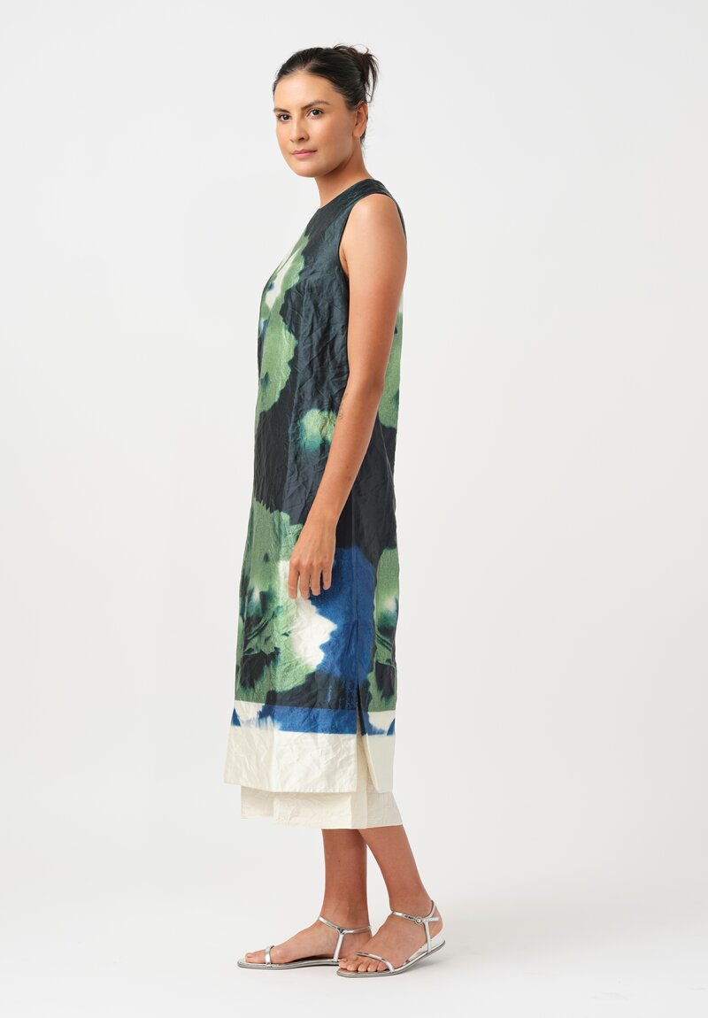 Erdem Pencil Midi Dress in Green Abstract Carnation Print