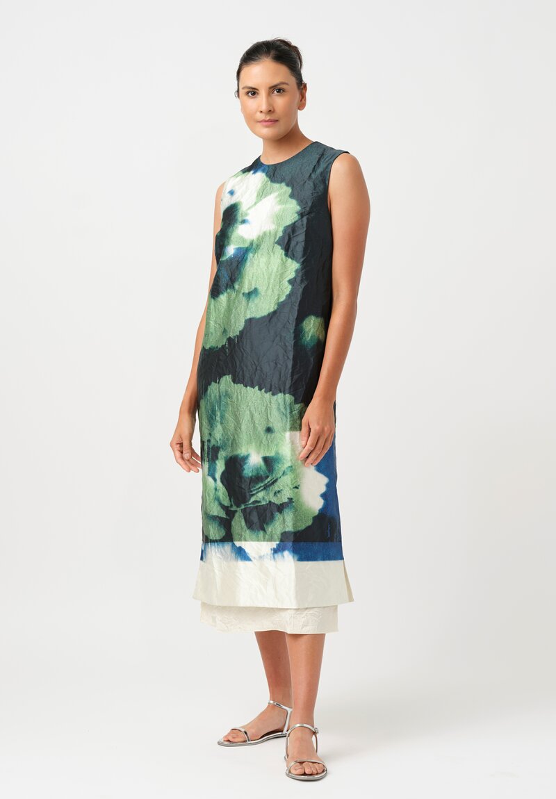 Erdem Pencil Midi Dress in Green Abstract Carnation Print