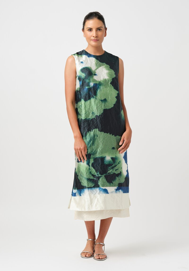 Erdem Pencil Midi Dress in Green Abstract Carnation Print