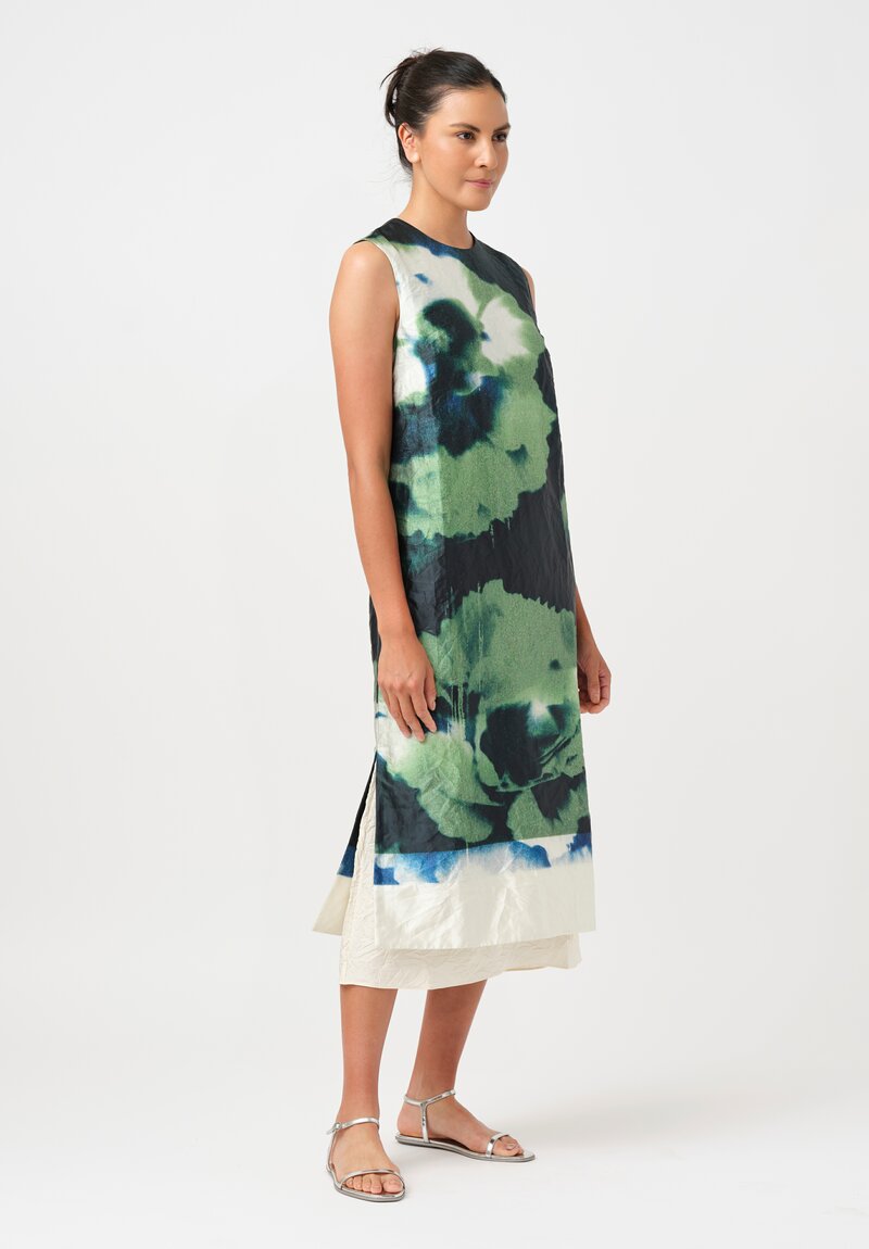 Erdem Pencil Midi Dress in Green Abstract Carnation Print