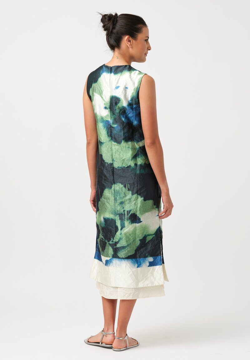 Erdem Pencil Midi Dress in Green Abstract Carnation Print