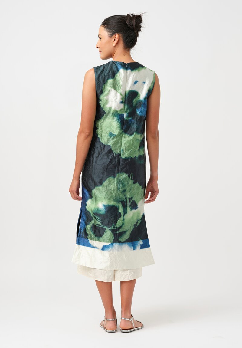 Erdem Pencil Midi Dress in Green Abstract Carnation Print