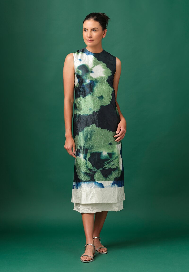 Erdem Pencil Midi Dress in Green Abstract Carnation Print