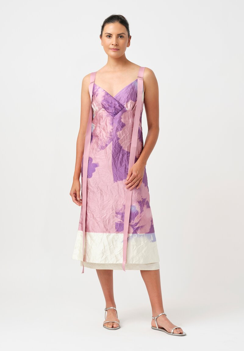 Erdem V-Neck Cocktail Dress in Pink Absrtact Carnation Print