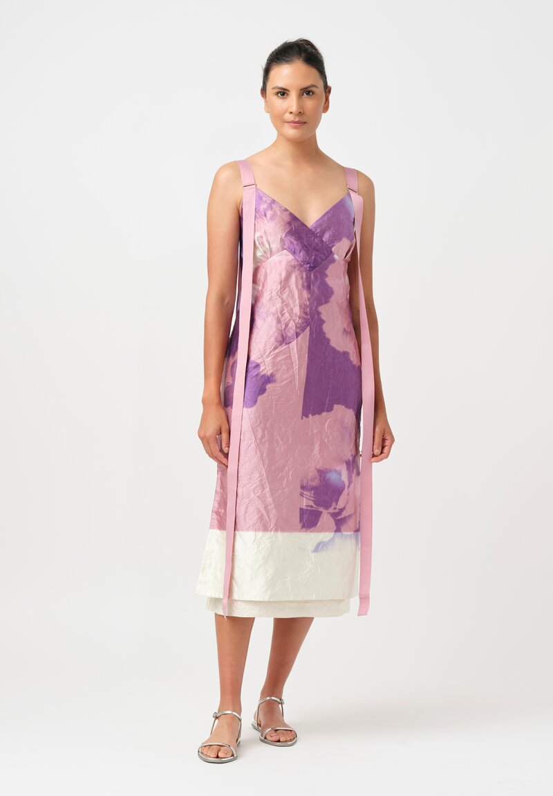 Erdem V-Neck Cocktail Dress in Pink Absrtact Carnation Print