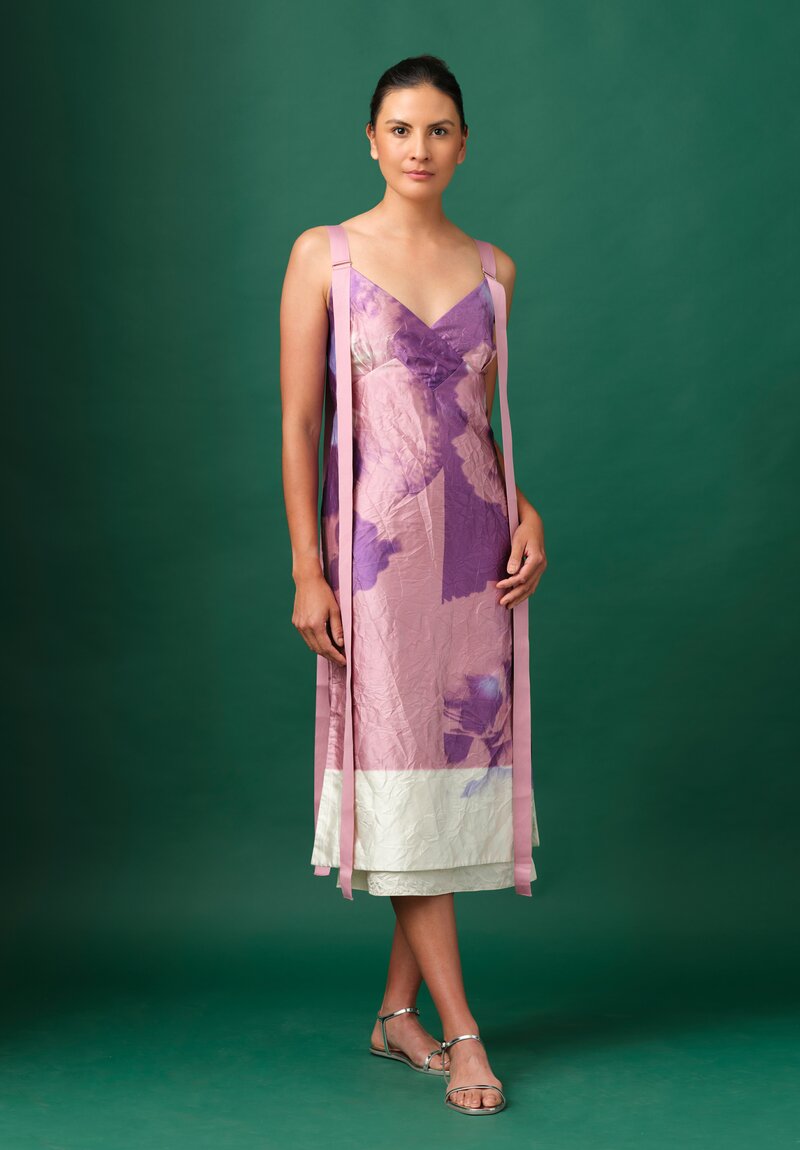 Erdem V-Neck Cocktail Dress in Pink Absrtact Carnation Print