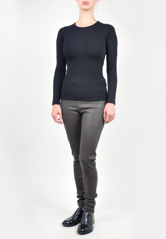 Rick Owens Tight Leather Leggings in Dark Dust