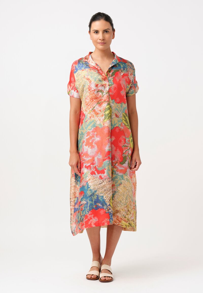 Bokja Silk Tracy Tent Pixelated Floral Print Dress
