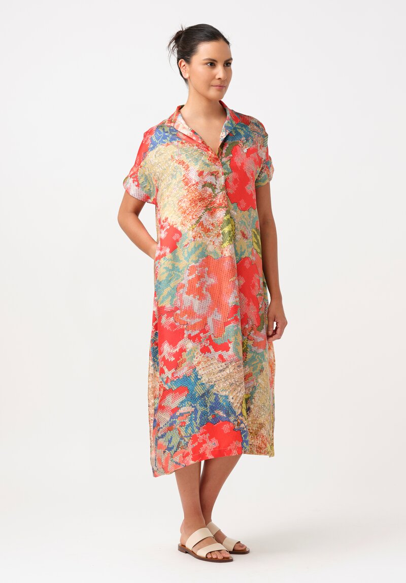 Bokja Silk Tracy Tent Pixelated Floral Print Dress
