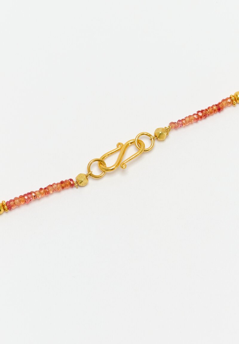 Greig Porter 18K Starburst Graduated Faceted Rounds & Orange Sapphire Beaded Necklace 18"