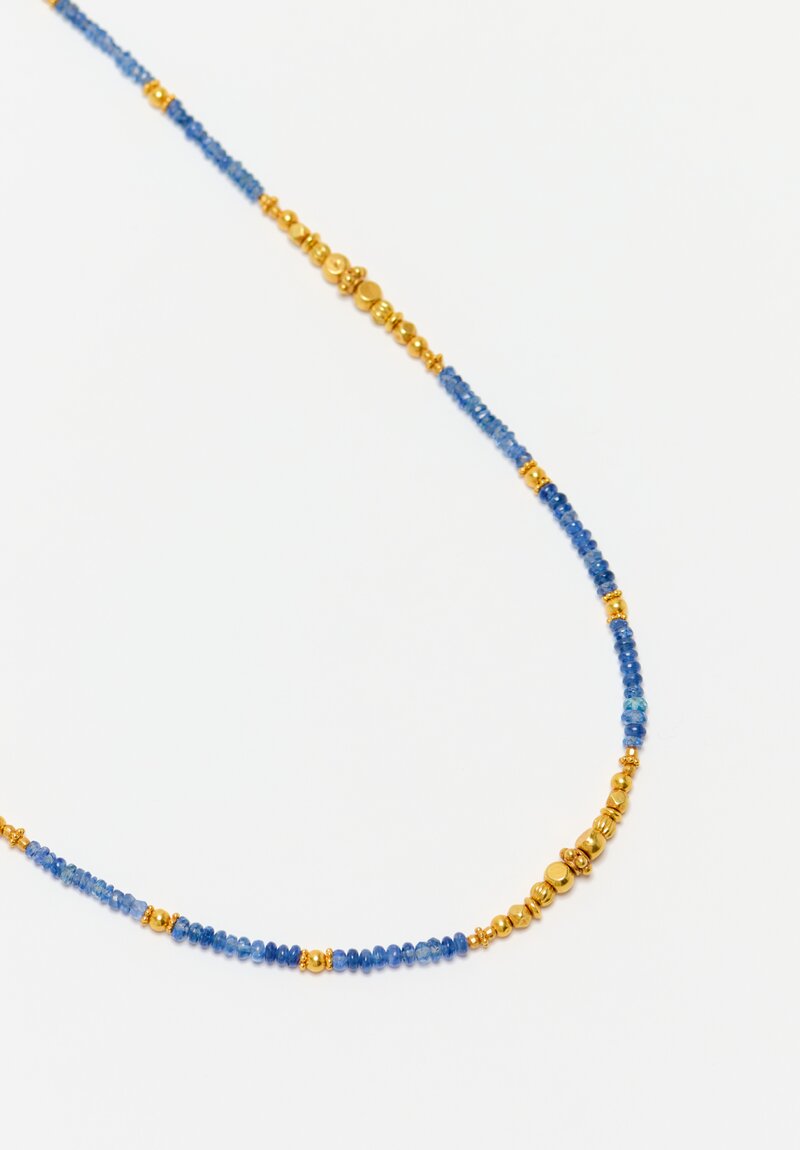 Greig Porter 18K Starburst Graduated Faceted Rounds & Polished Sapphire Beaded Necklace 20